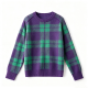 Purple & Green Checkered Crew Neck Sweater